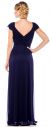 Cap Sleeve Long Formal Dress with Beaded Waist back in Navy